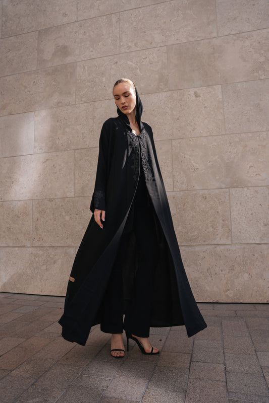 Shadow Bloom | Black Abaya